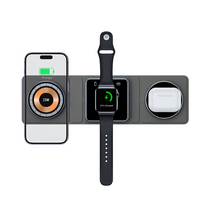 Load image into Gallery viewer, 3 IN 1 Magnetic Folding Wireless Charger Station For IPhone Transparent Fast Charging For IWatch And Airpods (8200530362624)
