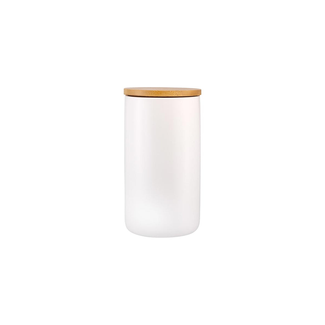 White Ceramic Container with Bamboo Lid - 1000ml (7815526711552)