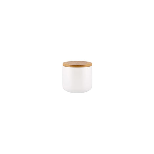 White Ceramic Container with Bamboo Lid - 260ml (7744505020672)
