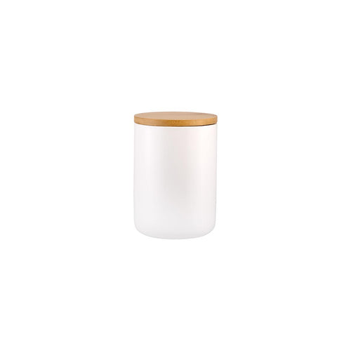 White Ceramic Container with Bamboo Lid - 800ml (7815521829120)