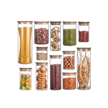Load image into Gallery viewer, Glass Cannister Storage Jar with Bamboo Lid - 2355ml - Spaghetti (7815468777728)
