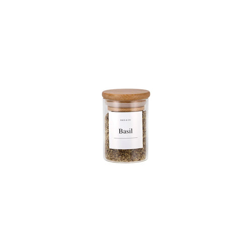 Glass Cannister Storage Jar with Bamboo Lid - 110ml - Herb and Spice (7744317227264)