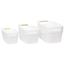 Load image into Gallery viewer, White Storage Tub With Wooden Handle - Small (7744432275712)
