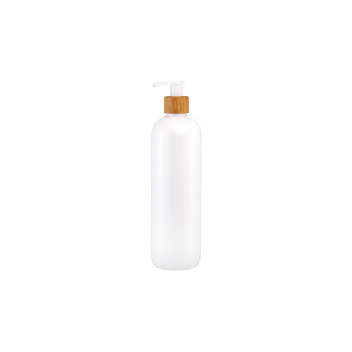 White Pump Bottle with Bamboo Neck - 500ml - Tall (7745628602624)
