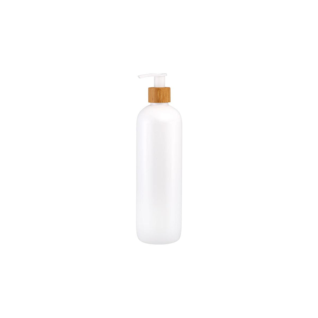 White Pump Bottle with Bamboo Neck - 500ml - Tall (7745628602624)