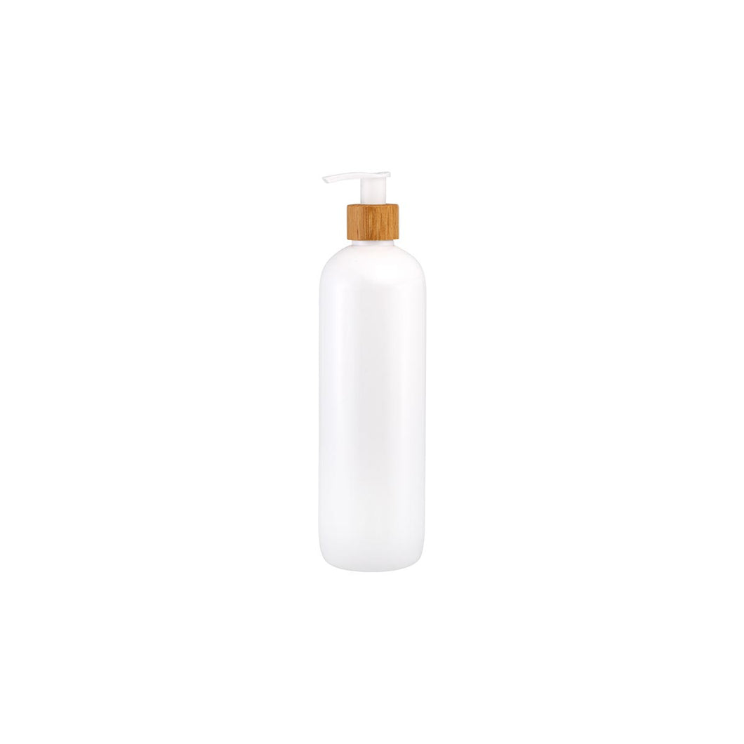 White Pump Bottles with 2 Square Hole Bamboo Tray - 500ml x 2 (7823497232640)
