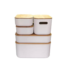 Load image into Gallery viewer, White Storage Container with Bamboo Lid - Small (7743215042816)
