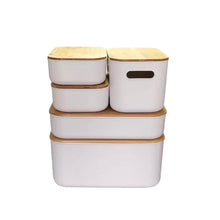 Load image into Gallery viewer, White Storage Container with Bamboo Lid - Small Deep (7817119334656)
