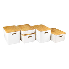 Load image into Gallery viewer, White Storage Container with Bamboo Lid - 5 Piece Value Pack (7836053733632)
