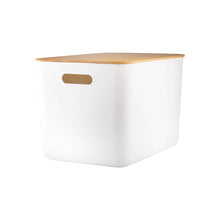 Load image into Gallery viewer, White Storage Container with Bamboo Lid - Large (7817120547072)

