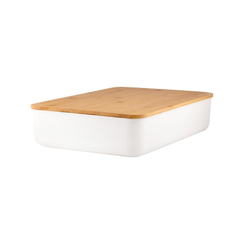 White Storage Container with Bamboo Lid - Medium (7817120022784)