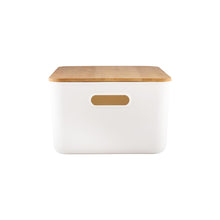 Load image into Gallery viewer, White Storage Container with Bamboo Lid - Medium Deep (7817120284928)

